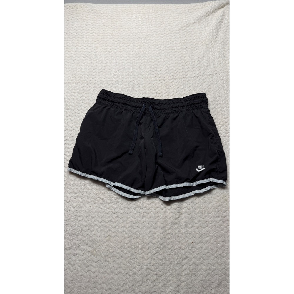 Nike Sportswear Womens Black Running Shorts Grey Trim Size M 8-10 vintage